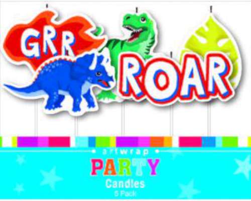 Party Candles - Dinosaurs - 5 pk - Click Image to Close